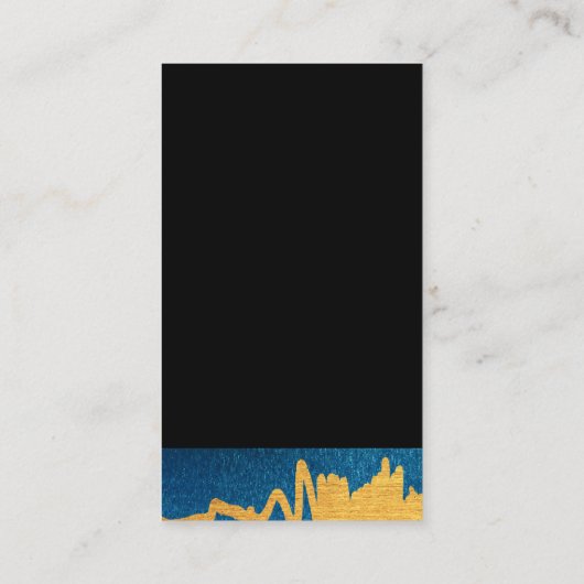 Luxe Faux Gold Texture Mark | Blauwe achtergrond Visitekaartje (Achterkant)