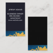 Luxe Faux Gold Texture Mark | Blauwe achtergrond Visitekaartje (Voorkant / Achterkant)