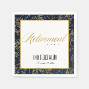 LUXE FAUX GOLD WHITE NAVY ROOS FLORAL RETIREMENT SERVET