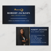 Luxe Faux Golden Key Realtors Luxe Moderne Marine Visitekaartje (Voorkant / Achterkant)