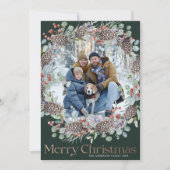 Luxe Faux Goud & Groen Vrolijk Kerstmis Feestdagenkaart (Voorkant)