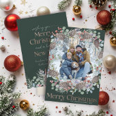 Luxe Faux Goud & Groen Vrolijk Kerstmis Feestdagenkaart