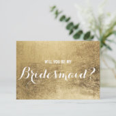 Luxe faux goudblad Wordt mijn Bridesmaid? Kaart (Staand voorkant)