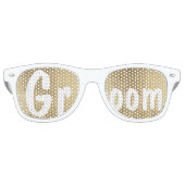 Luxe faux gouden blad bruiloft bruidegom retro zonnebril (Voorkant)