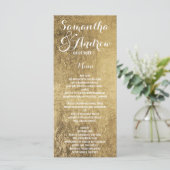 Luxe faux gouden blad bruiloft menu (Staand voorkant)