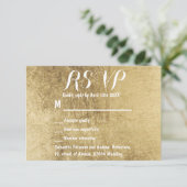Luxe faux gouden blad bruiloft RSVP Kaartje (Staand voorkant)