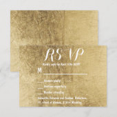 Luxe faux gouden blad bruiloft RSVP Kaartje (Voorkant / Achterkant)