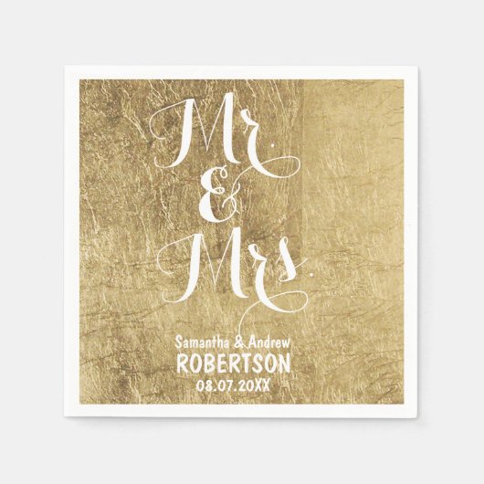 Luxe faux gouden blad bruiloft servet (Voorkant)