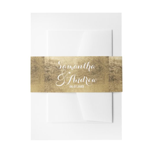 Luxe faux gouden blad bruiloft uitnodigingen wikkel (Voorkant Voorbeeld)