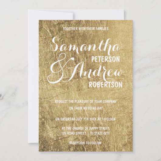 Luxe faux gouden blad Trouwen Kaart (Voorkant)