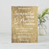 Luxe faux gouden blad Trouwen Kaart (Staand voorkant)