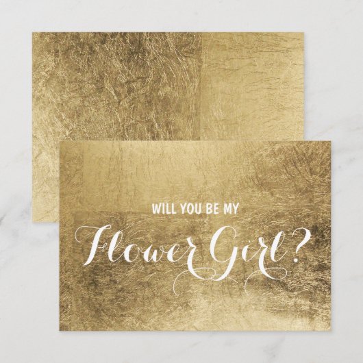 Luxe faux gouden blad Wil je mijn bloem meisje Kaart (Voorkant / Achterkant)