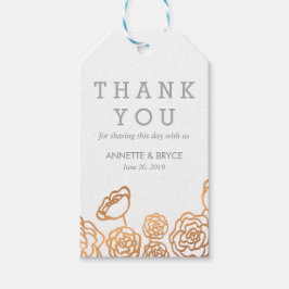 Luxe Faux Gouden Folie Bloemen Bruiloft Dank u Cadeaulabel