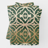 Luxe Faux Groen Glitter Metallic Goud Kaleidoscoop Inpakpapier Vel (In situ)