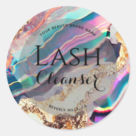 Luxe Faux Iriserende Agaat Custom Lash Cleanser Ronde Sticker