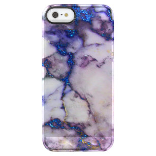 Luxe Faux Marble & Sparking Blue Glitter Doorzichtig iPhone SE/5/5s Hoesje