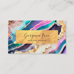 Luxe Faux Marmer Agaat Goud Kleurrijke Regenboog Visitekaartje