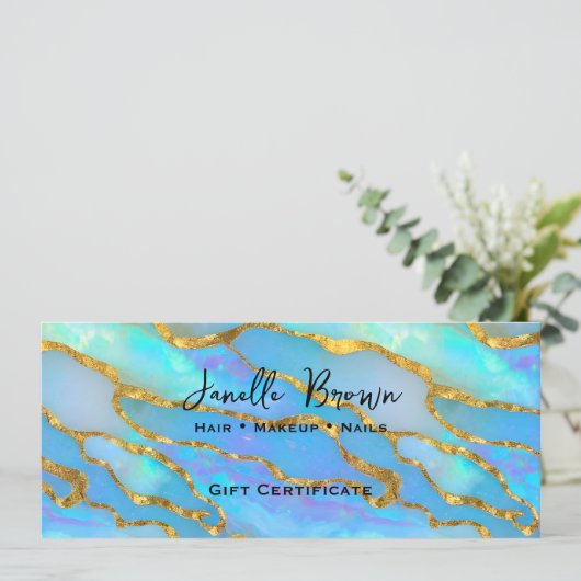 Luxe Faux Opal Stone Gold Cadeaubon Kaart (Staand voorkant)