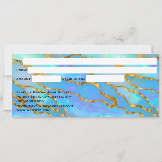 Luxe Faux Opal Stone Gold Cadeaubon Kaart (Achterkant)