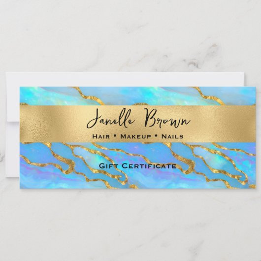 Luxe Faux Opal Stone Gold Cadeaubon Kaart (Voorkant)