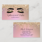 Luxe Faux Pink Gold Glitter Wenkbrauwen en Wimpers Visitekaartje (Voorkant / Achterkant)