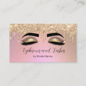 Luxe Faux Pink Gold Glitter Wenkbrauwen en Wimpers Visitekaartje (Voorkant)