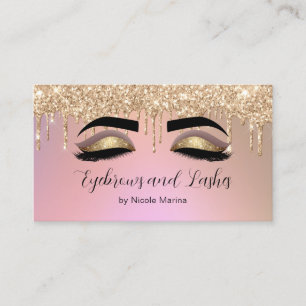Luxe Faux Pink Gold Glitter Wenkbrauwen en Wimpers Visitekaartje