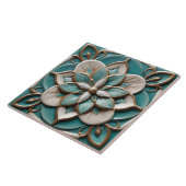 Luxe Faux Relief Bloemen Turquoise & Wit Tegeltje (Zijkant)