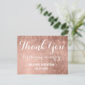 Luxe faux roos bladgoud bedankt briefkaart (Staand voorkant)