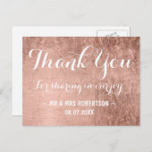 Luxe faux roos bladgoud bedankt briefkaart (Voorkant / Achterkant)