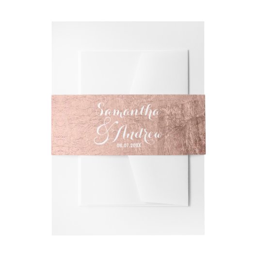 Luxe faux roos bladgoud bruiloft uitnodigingen wikkel (Voorkant Voorbeeld)