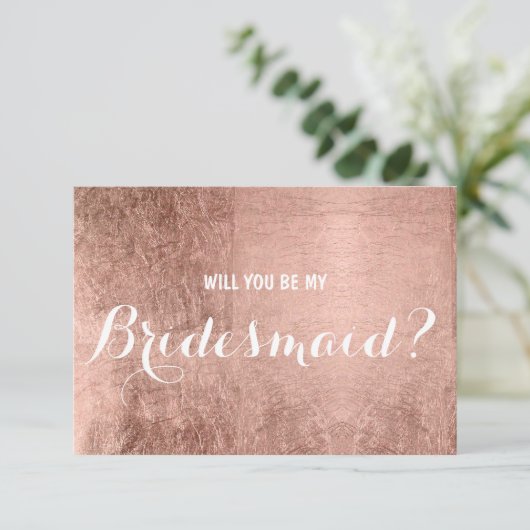 Luxe faux roos bladgoud zijn mijn bruidsmeisje kaart (Staand voorkant)