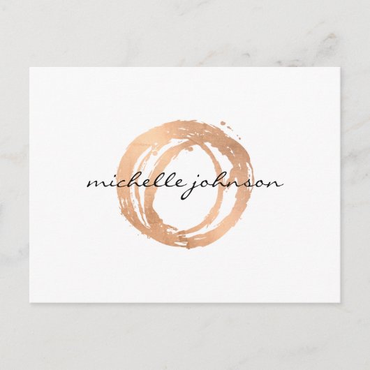 Luxe Faux Roos Gold Painted Circle Designer Logo Briefkaart (Voorkant)
