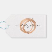 Luxe Faux Roos Gold Painted Circle Designer Logo Cadeaulabel (Achterkant Horizontaal)