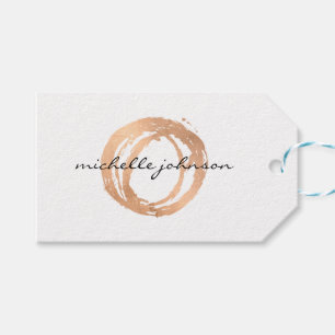 Luxe Faux Roos Gold Painted Circle Designer Logo Cadeaulabel