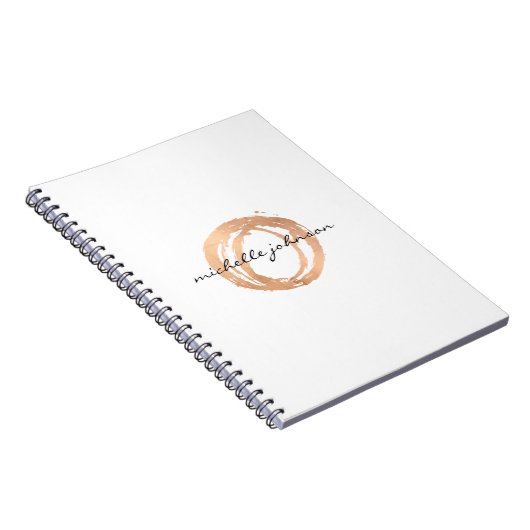 Luxe Faux Roos Gold Painted Circle Designer Logo Notitieboek (Rechterzijde)