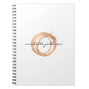 Luxe Faux Roos Gold Painted Circle Designer Logo Notitieboek