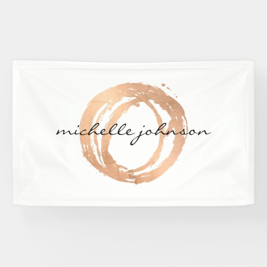 Luxe Faux Roos Gold Painted Circle Designer Logo Spandoek (Horizontaal)