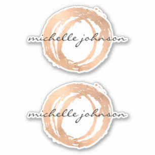 Luxe Faux Roos Gold Painted Circle Designer Logo Sticker