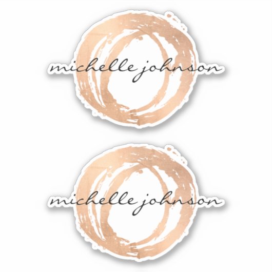 Luxe Faux Roos Gold Painted Circle Designer Logo Sticker (Voorkant)