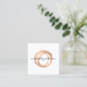 Luxe Faux Roos Gold Painted Circle Designer Logo Vierkante Visitekaartje (Staand voorkant)