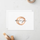 Luxe Faux Roos Goud geschilderd Circle Dank u Notitiekaartje (Voorkant / Achterkant in situ)