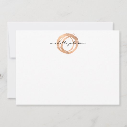 Luxe Faux Roos Goud geschilderd Circle Flat Noteca Notitiekaartje (Voorkant)