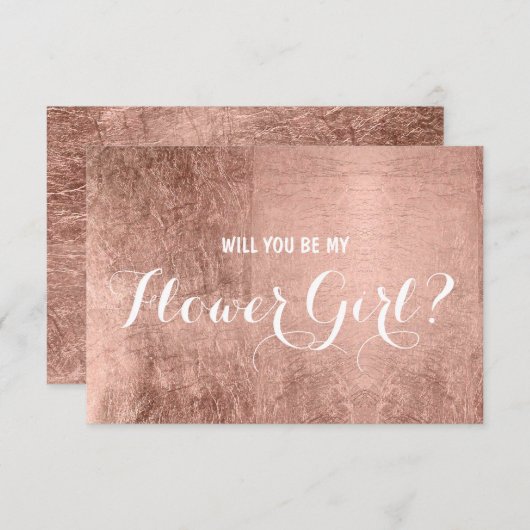 Luxe faux roos goudblad is mijn bloemmeisje kaart (Voorkant / Achterkant)