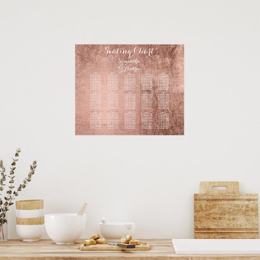 Luxe faux roos goudblad-tafelblad poster (Keuken)