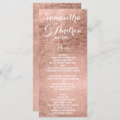 Luxe faux roos gouden blad bruiloft menu (Voorkant / Achterkant)