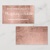 Luxe faux roos gouden blad bruiloft website informatiekaartje (Voorkant / Achterkant)