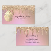 Luxe Faux Roos Gouden Glitter Drips Cupcake Sweets Visitekaartje (Voorkant / Achterkant)