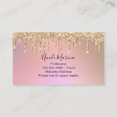 Luxe Faux Roos Gouden Glitter Drips Cupcake Sweets Visitekaartje (Achterkant)