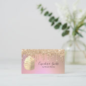Luxe Faux Roos Gouden Glitter Drips Cupcake Sweets Visitekaartje (Staand voorkant)